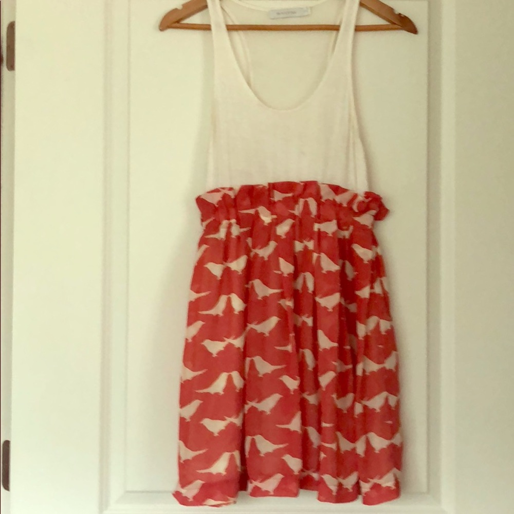 Mink pink bird patterned dress